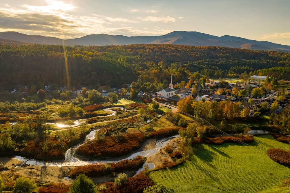 Stowe, Vermont from above